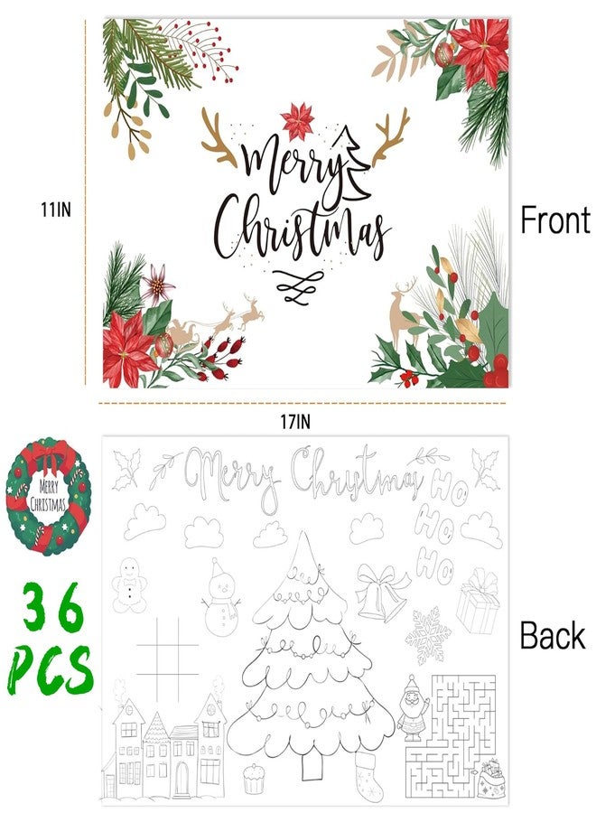 Animsco Christmas Disposable Paper Placemats 36pcs Winter Placemats for Kids Painting Coloring Family Dining Table Mats Xmas Holiday Table Decorations Disposable Placemat - Image 2