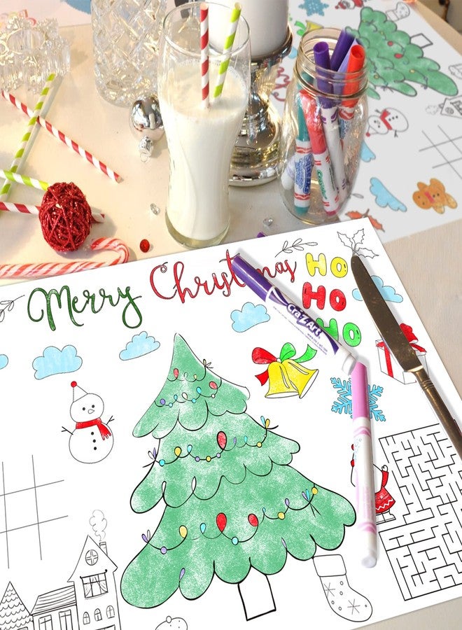 Animsco Christmas Disposable Paper Placemats 36pcs Winter Placemats for Kids Painting Coloring Family Dining Table Mats Xmas Holiday Table Decorations Disposable Placemat - Image 4