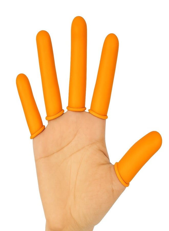 Stylera Anti-Static ESD Latex Finger Cots, Reusable Rubber Fingertips Protective Finger Gloves (ORANGE, PACK OF 144) - Image 1