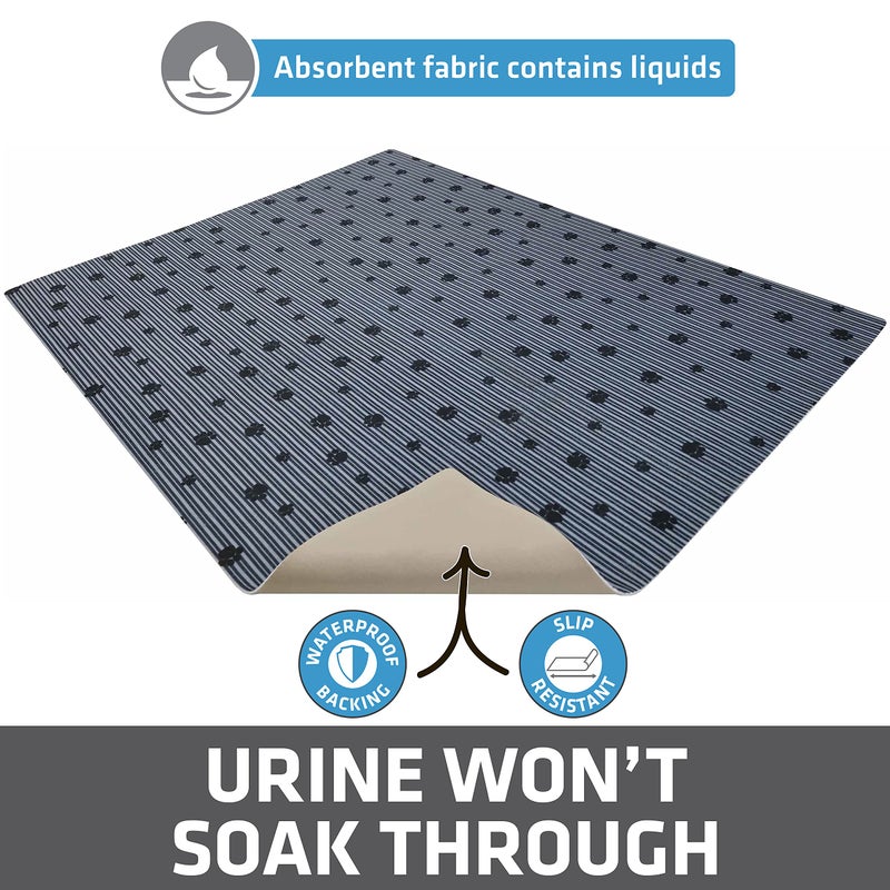 Drymate Original Cat Litter Mat, Contains Mess from Box, Protects Floors, Urine-Proof, Machine Washable, Soft on Kitty Paws, Absorbent, Waterproof (USA Made, Recycled Content) (28”x36”)(GreyStripePaw) - Image 3
