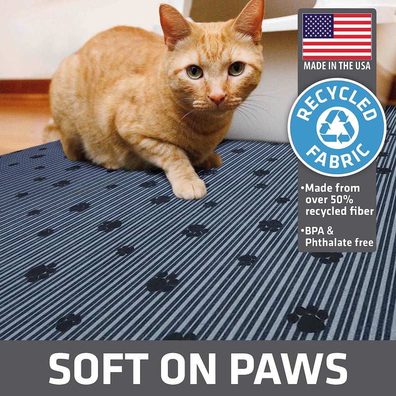 Drymate Original Cat Litter Mat, Contains Mess from Box, Protects Floors, Urine-Proof, Machine Washable, Soft on Kitty Paws, Absorbent, Waterproof (USA Made, Recycled Content) (28”x36”)(GreyStripePaw) - Image 4