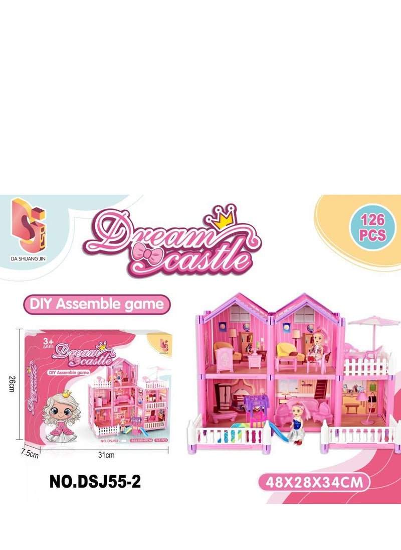 xppier 126-Piece Dollhouse Dreamhouse Building Toys Figure Furniture, DIY House, Accessories, DIY Party Play Doll House, Gift, Boys & Girls (5 Rooms)  - Image 3