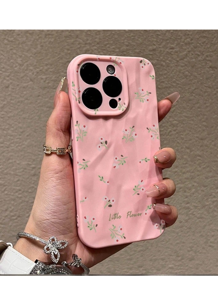 NIBEMINENT Floral Print Protective TPU Case Cover For IPhone 16 Pro Max, Pink