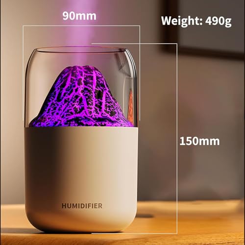 Inditradition plastic Volcano Shape Humidifier for Room Moisture|Ultrasonic Essential Oil Aroma Diffuser for Home (with Multi-Colour LED, 6 Inches Long, 300ml Tank) - White - Image 5