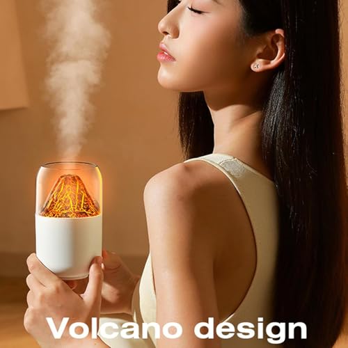 Inditradition plastic Volcano Shape Humidifier for Room Moisture|Ultrasonic Essential Oil Aroma Diffuser for Home (with Multi-Colour LED, 6 Inches Long, 300ml Tank) - White - Image 3