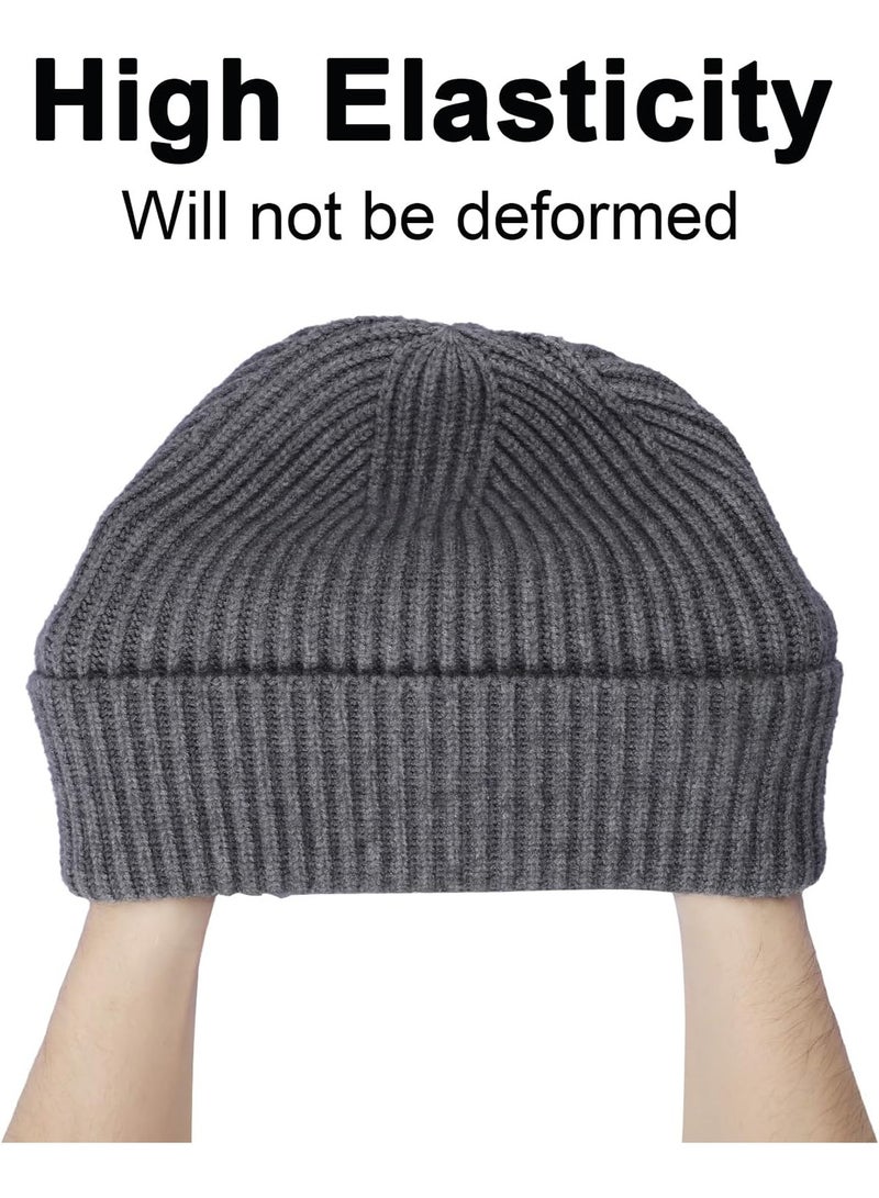 2-Pack Beanie for Men & Women - Cuffed Knit Winter Hats, Warm Slouchy Skull Cap Beanies, Black/Grey - Image 3