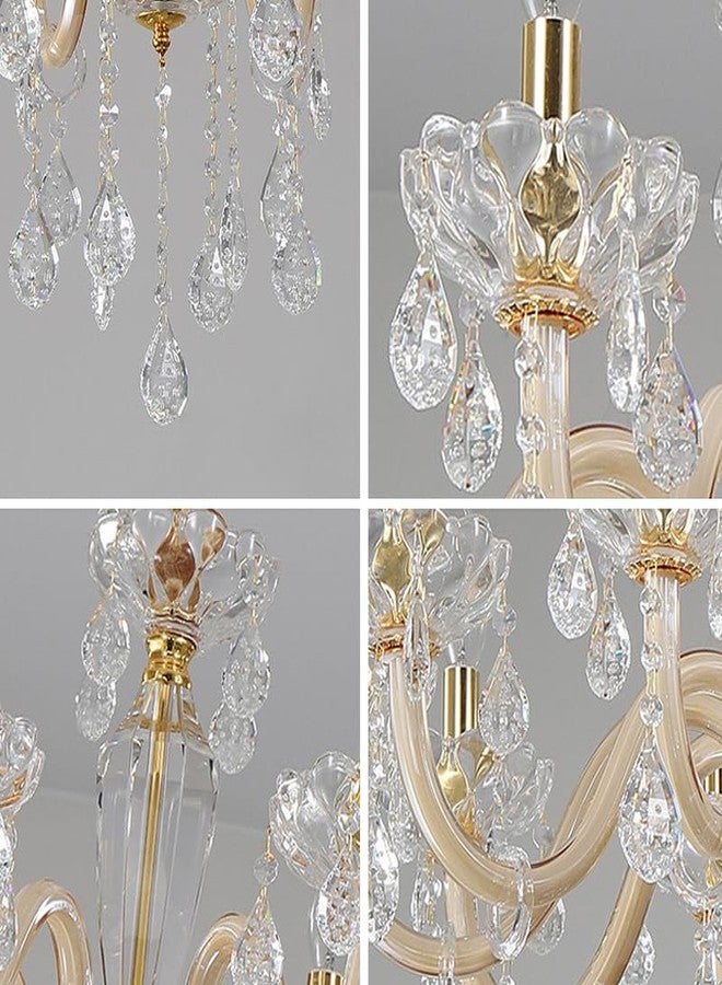 Virya Luxury Europe-Style Victorian Crystal Hanging Chandelier for Living Room, Gold, 6-Light, Italian Chandelier Candlestick - Image 5