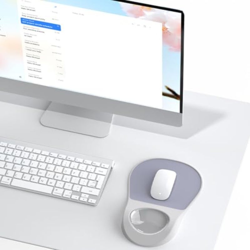 Ergonomic Mouse Pad with Wrist Rest, Gel Mouse Pad with Wrist Rest, Relax Mousepad, Leather Surface Mouse Pads with Wrist Support, Non-Skid Silicone Base Mousepads for Laptop, Computer - Image 3