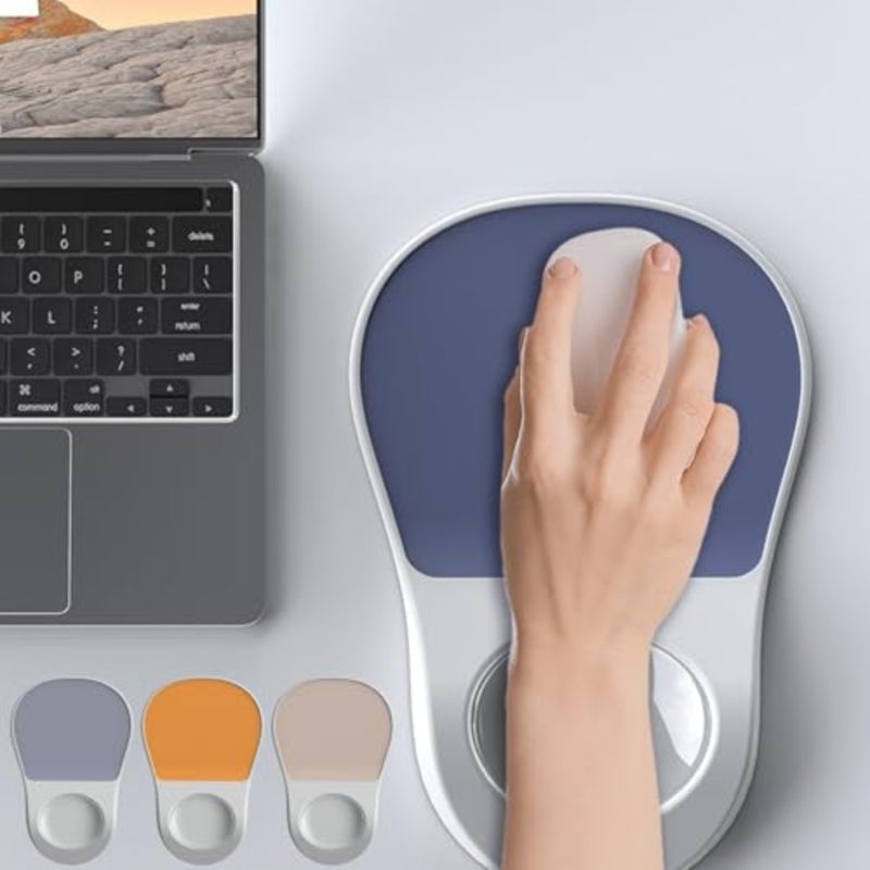 Ergonomic Mouse Pad with Wrist Rest, Gel Mouse Pad with Wrist Rest, Relax Mousepad, Leather Surface Mouse Pads with Wrist Support, Non-Skid Silicone Base Mousepads for Laptop, Computer - Image 2