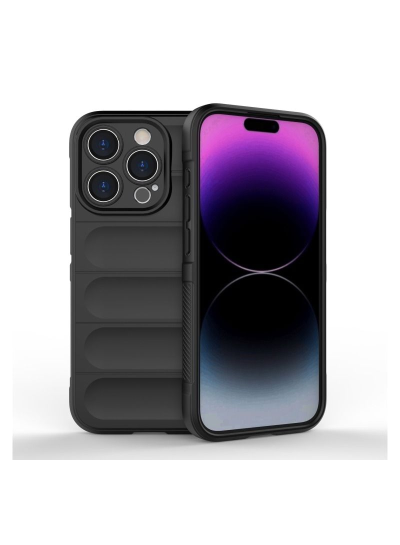 فيسوس ماجيك شيلد تي بي يو + فلانيل جراب هاتف أسود لهاتف آيفون 15 برو