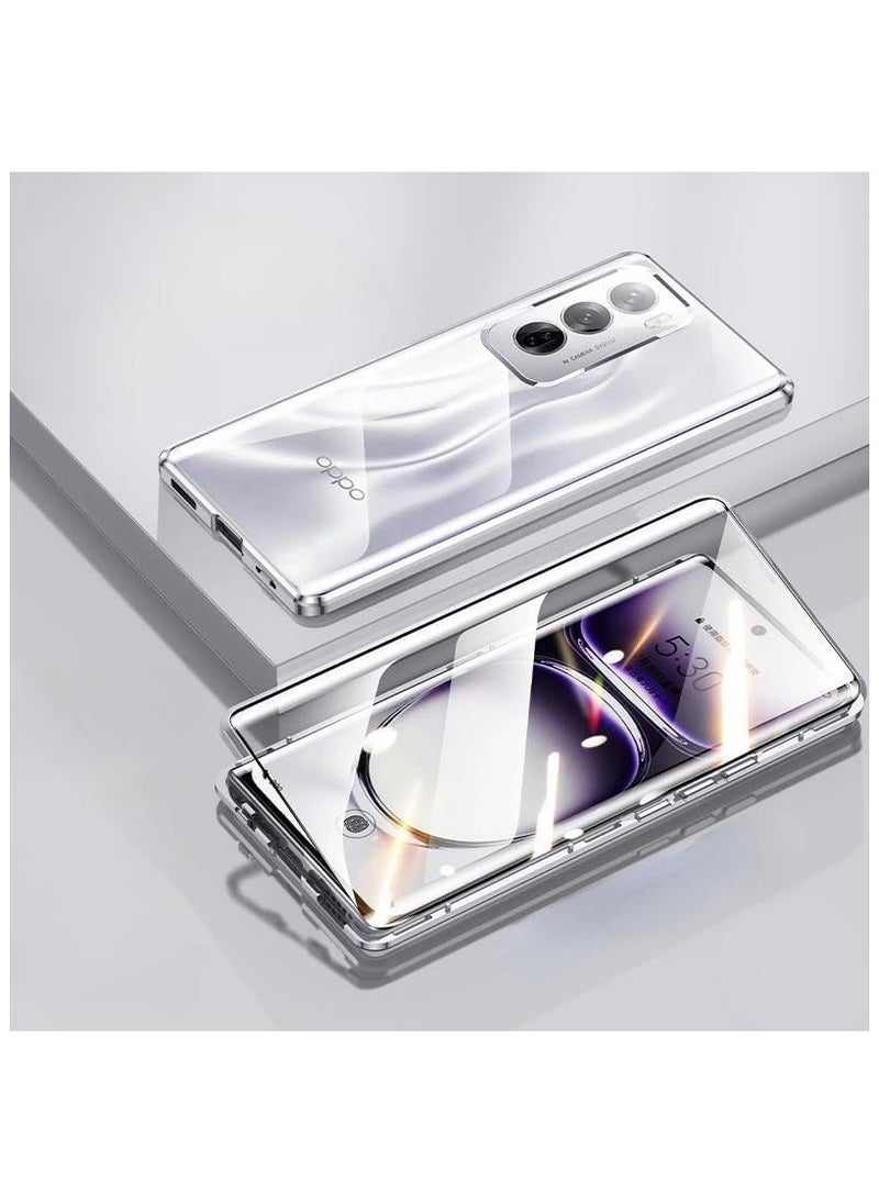 General Double Sided Glass Case Compatible with OPPO Reno 12 Pro 5G Anti-Privacy Metal Magnetic Lens Protector Reno12 Pro Phone Cover 