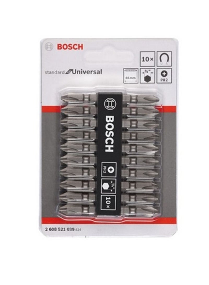Bosch P10 - Ph2-Double-Ended, 65mm Tools Accessories, 2608521039 - 10pcs SET - Image 1