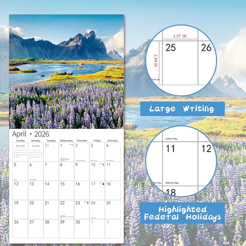windrio 2026 Wall Calendar,Calendar 2026, November 2025 - December 2026, Wall Calendar Brilliant Seasons, 12" x 24" Opened,Full Page Months Thick & Sturdy Paper for Gift Perfect Calendar Organizing & Planning - Image 3