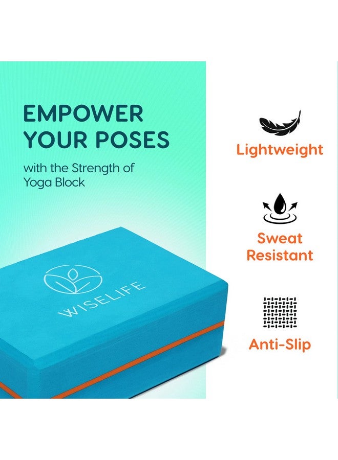 وايز لايف ناتشورالز كتلة اليوجا WiseLife Teal | كتلة اليوجا (مجموعة من قطعتين، حجم كبير جدًا)، مادة إسفنجية EVA عالية الكثافة، مقاومة للرائحة، سطح ناعم للتوازن والدعم والأداء - Image 3