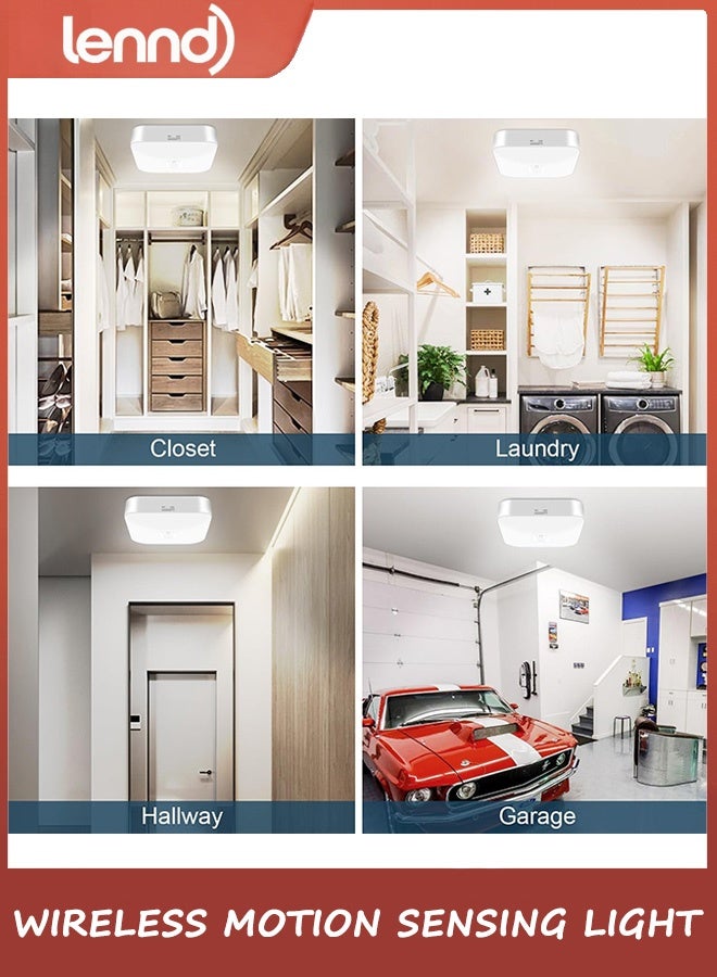 LENND Rechargeable Motion Sensor Closet Light, Rechargeable Battery Operated Ceiling Light Wireless, 500LM Wireless Motion Activated Light for Shower Stairs Hallway Pantry Porch Garage, 5000K - Image 4