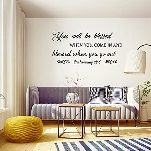 Cuayaes You Will be Blessed When You Come in and Blessed When You go Out - Deuteronomy 28:6 Quote Wall Decal, Living Room Prayer Sticker Quote Bible Religious Scripture Wall Art Sticker - Image 5