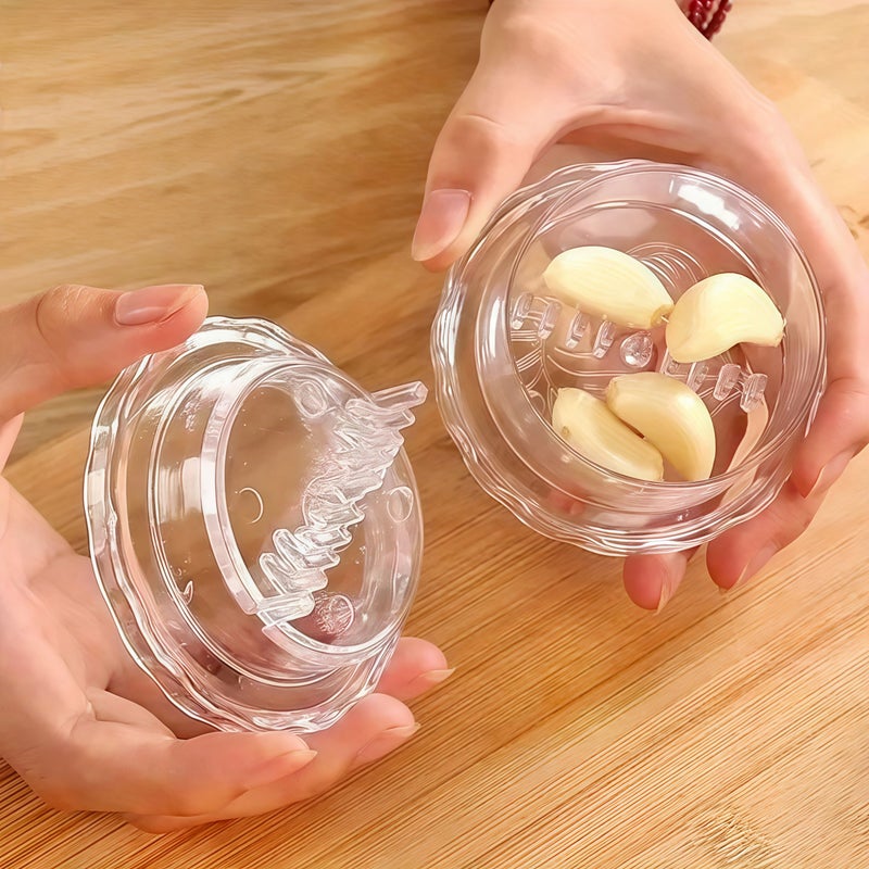 Blue Garlic Crusher Manual Press Roller Chopper 2pcs Kitchen Gadget - Image 1