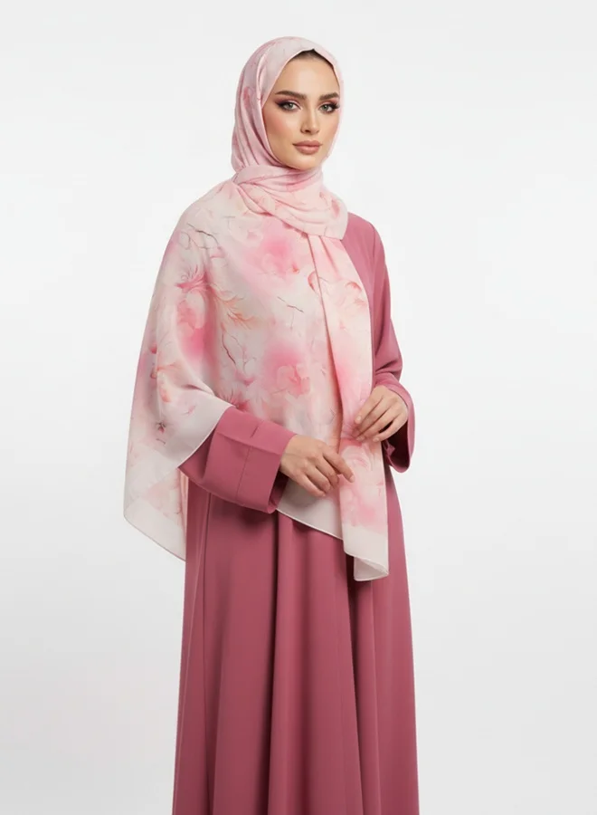 lamha abaya Printed Chiffon Scarf – Elegant Watermelon Pink