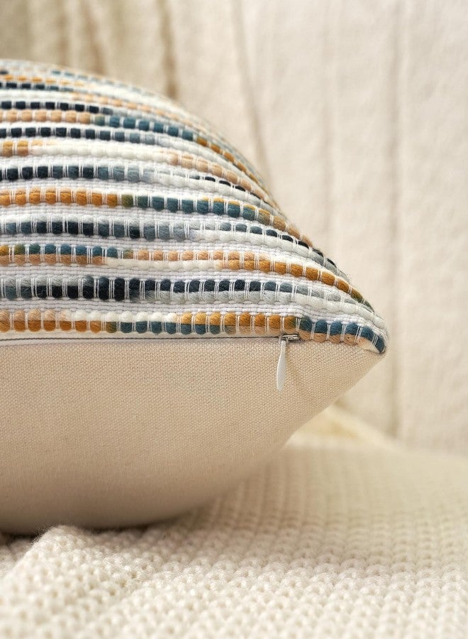 Aeckself Boho Striped Pillow Cover 12x20, Rectangle Decorative Lumbar Throw Pillow Cover Chenille Neutral Pillowcase for Couch Bedroom Living Room, Yellow Gray - Image 4