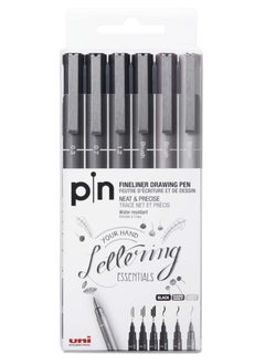 Uniball 6-Piece Lettering Fineliner Drawing Pen  - Image 1