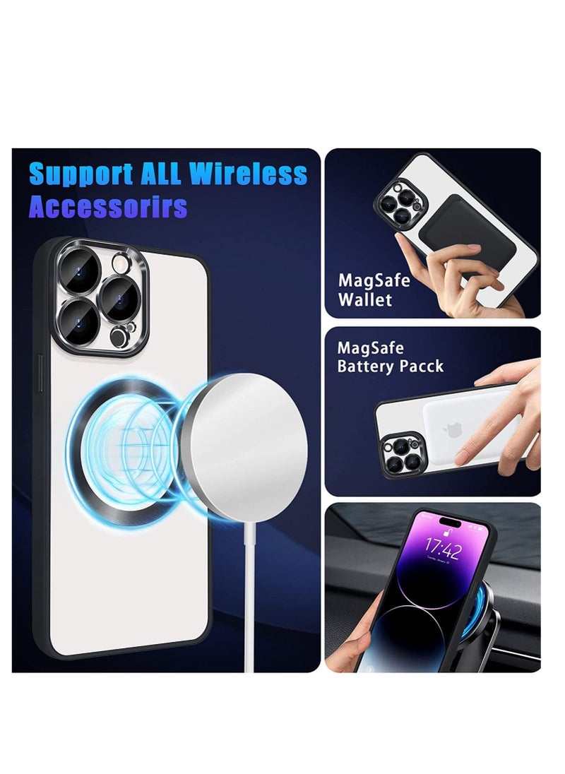 Raxoom Compatible with iPhone 14 Pro Max Case Magnetic with Full Camera Lens Protective,Electroplated Silicone Clear Shockproof Protective Case Cover 6.7 Inch (Black) - Image 4