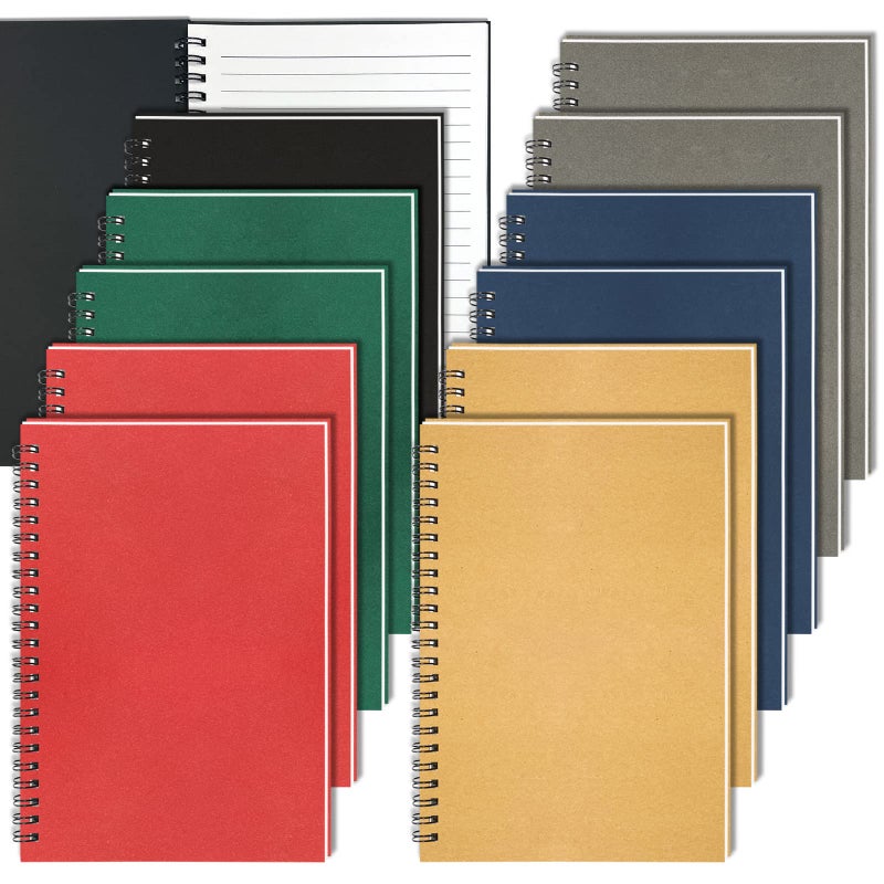 GINMLYDA Spiral Notebook 12Pack, 120 Lined Pages 8.25x5.50 Inches Spiral Journal Kraft Cover Small Spiral Notebook For Home Office Journals For Writing Drawing Note - Image 1