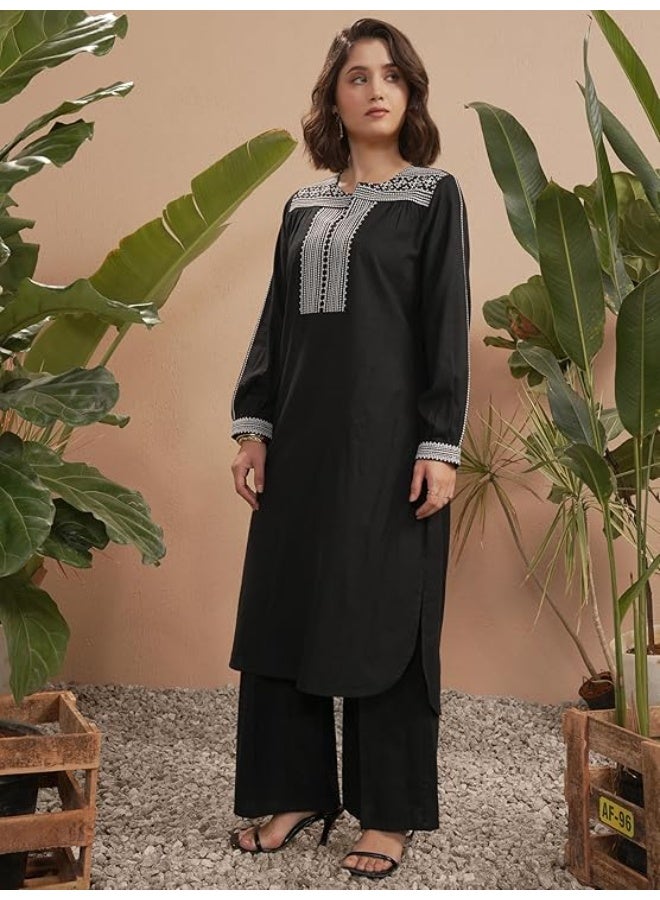 Vishudh Women's Kurta | Regular Fit | Trendy Ethnic Top for Everyday Comfort  black xl - Image 2