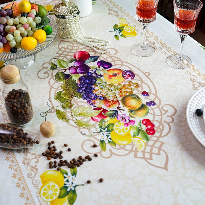 SUTAVIA Lace Embroidered Table Cloth,Rectangular Farmhouse TableCover,Classic Oblong Antique Flower Decor Macrame Tablecloth (Yellow, Rectangle/Oblong,52 x 70 Inch,4-6 Seats) - Image 3