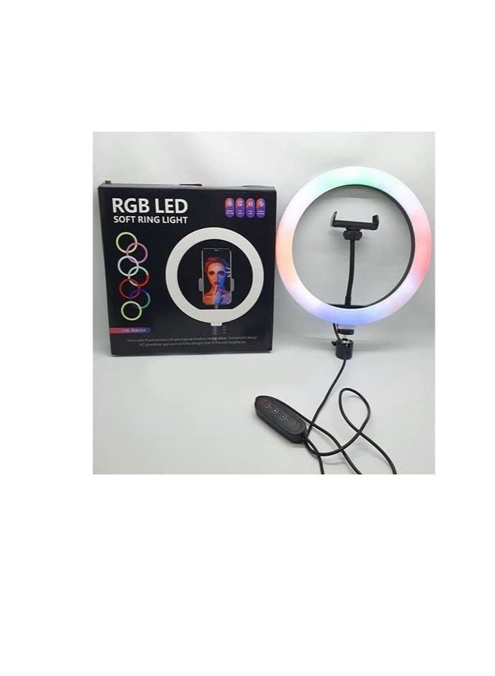 "25 cm RGB LED Ring Light (10 Color Modes) with Soft Lighting, Metal Tripod Stand, Ideal for Live Streaming & TikTok Videos, Model MJ26.00" - Image 4