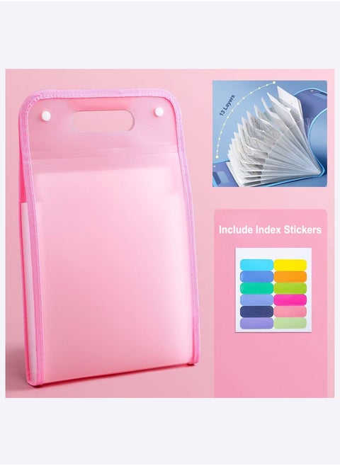 Expanding File Organizer with 13 Pockets, Accordion File Folders with Labels, Portable Document Paper Bill Receipt Organizer, Home College School Office Supplies, Letter Size