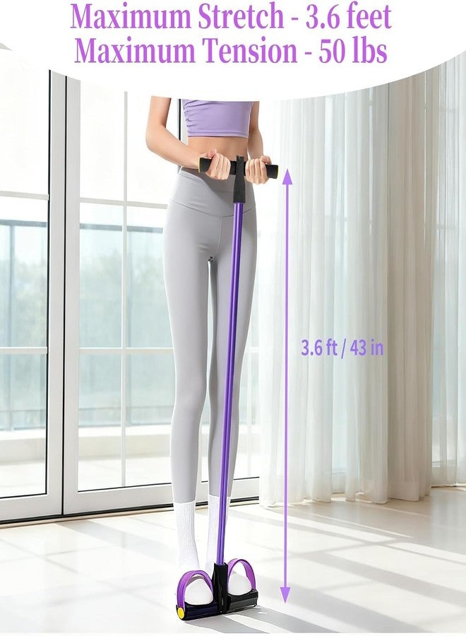 Muej 4-Tube Elastic Yoga Pedal Puller Resistance Band - Natural Latex Tension Rope Fitness Equipment for Abdomen, Waist, Arms & Legs, Home Workout Slimming Trainer - Image 2