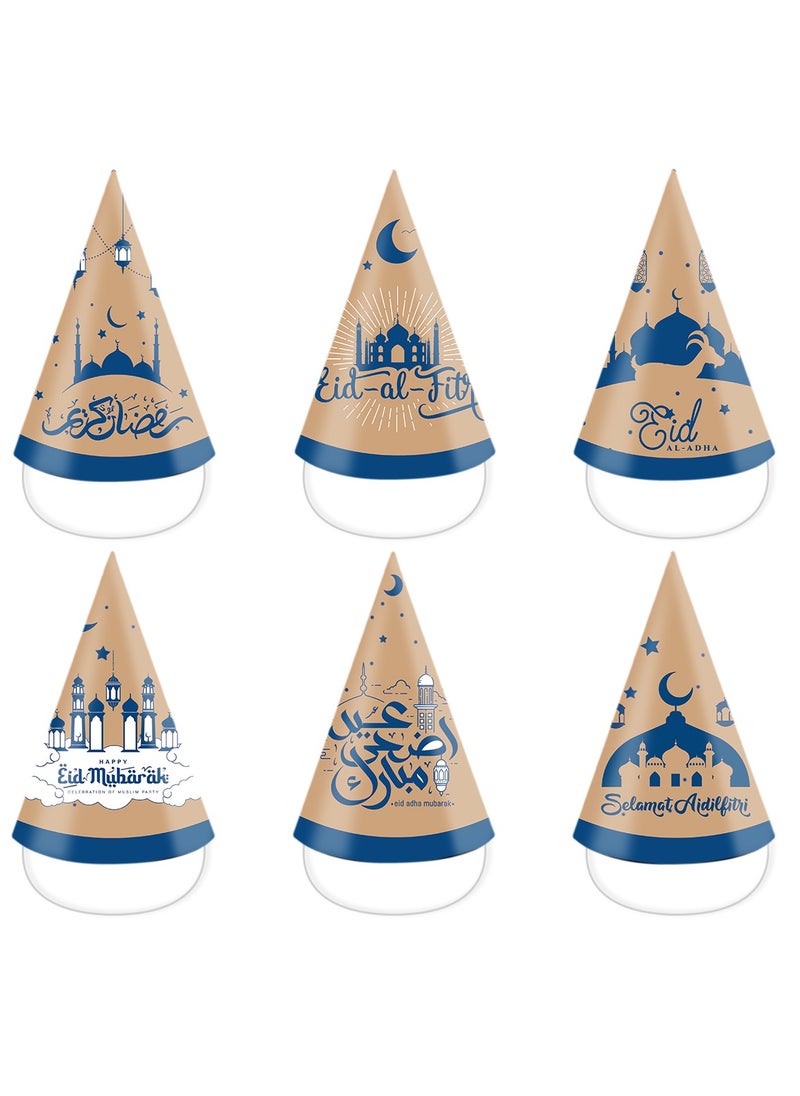 Y&D 6 Pcs Ramadan Eid Party Hats For Kids Adult Paper Decorative Party Hats For Ramadan Eid Mubarak Party Supplies Celebration  - Image 1
