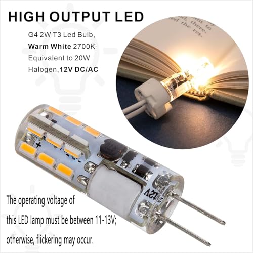 AIMEOKO G4 LED Bulb 12V (AC/DC) 2W - Warm White 2700K, Non-dimmable, Bi Pin Base, 10-Pack - Replace 10W-20W Halogen Bulbs for Home and Landscape Lighting - Image 3