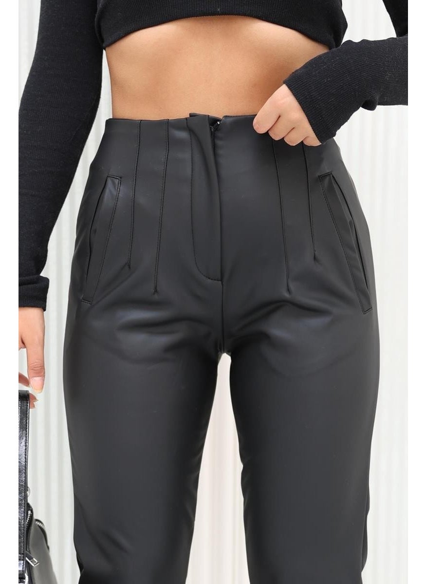 Women's Black Grass Detailed Leather Trousers - pzsku/Z2B62B14D06AD5E4B1F20Z/45/_/1730484850/8fe8de9b-ff8d-4ed8-a905-6e019506bea0