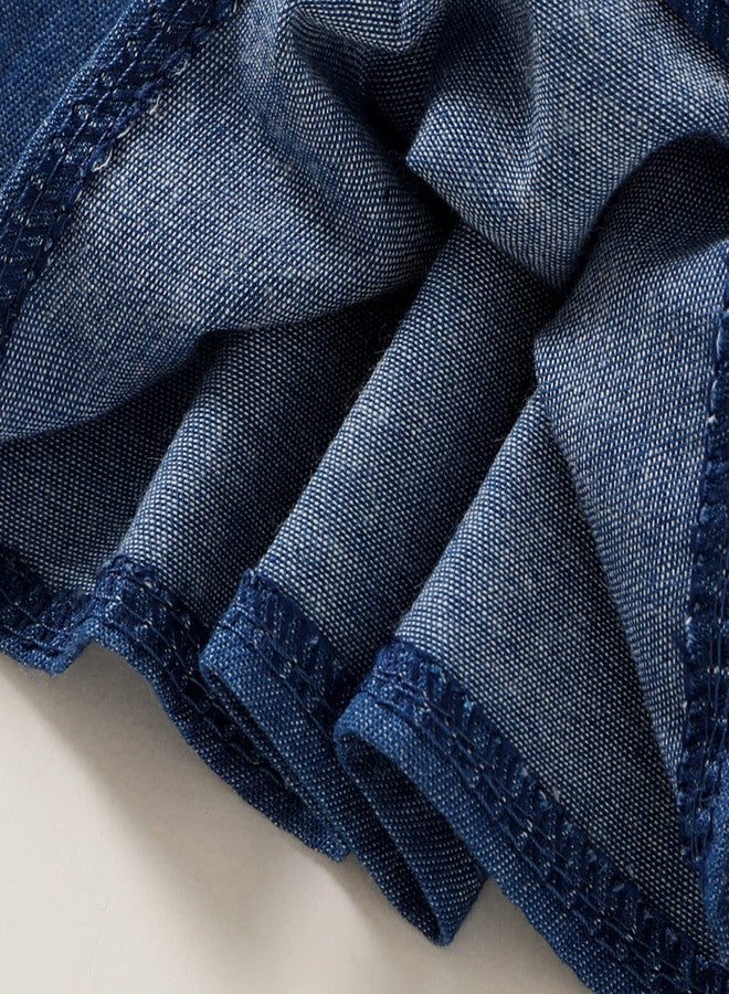 JEELLIGULAR Toddler Dress Ruffle Sleeveless Button Down Denim Dress for Toddler Girl Dress Summer Beach Casual A-line Sundress (5T-6T, Jeans Blue) - Image 2