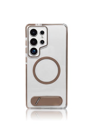 Luxury TPU PC Crystal clear Magnetic Phone case With Holder Stand for Samsung Galaxy S25 Ultra case With Metal Stand - Brown - pzsku/Z2B62C4EDDCA95DF5E538Z/45/1741099464/356d597d-b866-434d-ba9e-e59795d1d2b7