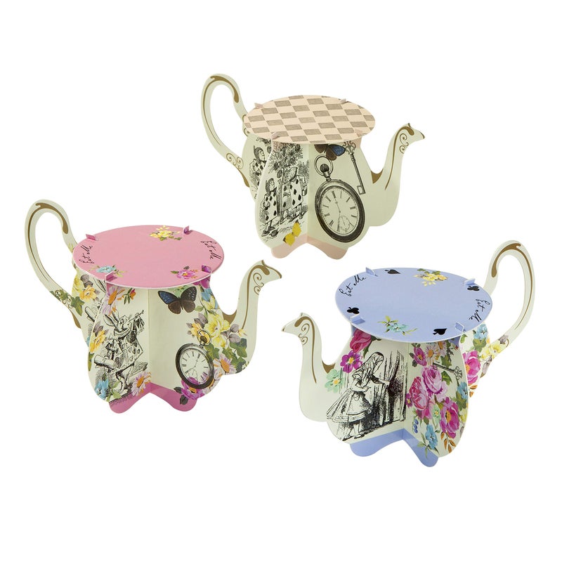 Talking Tables Alice In Wonderland Party Supplies | Cupcake Stand | Great For Mad Hatter Tea Party, Birthday Party And Baby Shower | 3 Designs, 6 Pack - Image 1
