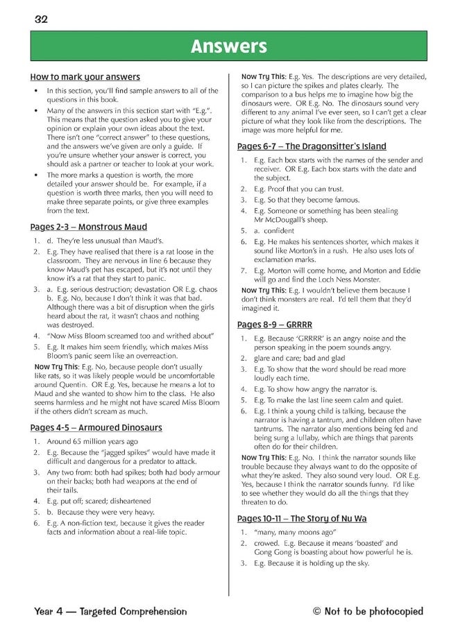 null - New Ks2 English Targeted Question Book: Year 4 Reading Comprehension - Book 2 (With Answers) - Image 1