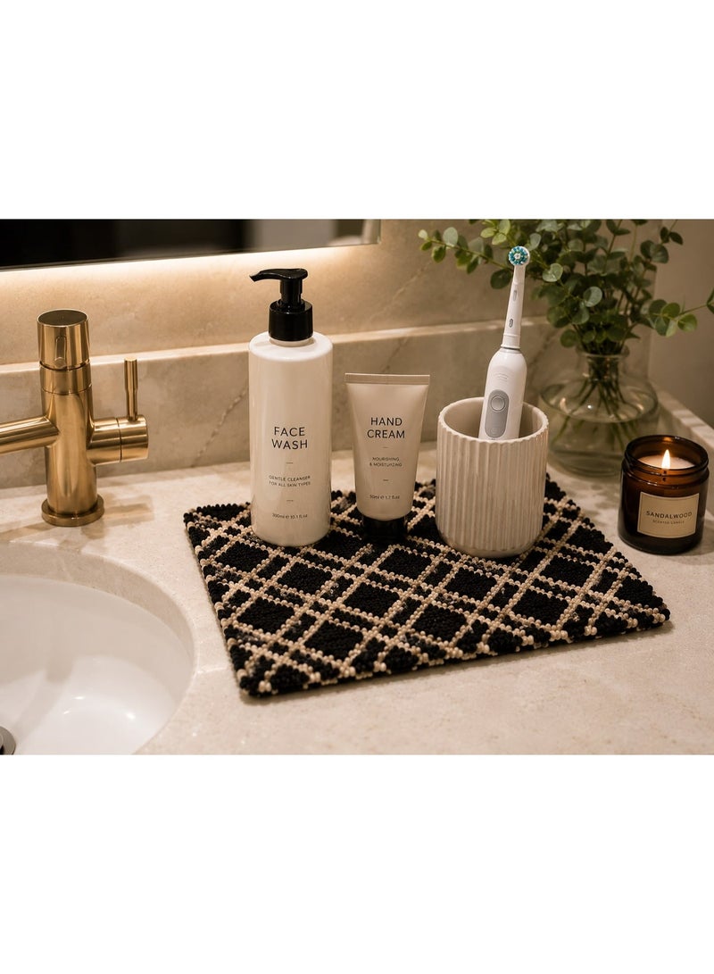 3-Pack Sink Mate Absorbent Mats, Geometric Trellis Dish Drying Mats, Square Kitchen Counter Mats for Sink, Faucet, Soap Dispenser and Coffee Station, Assorted Colors - Image 1