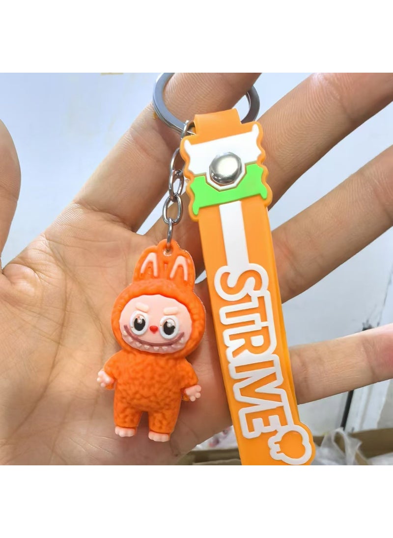 Labubu Cartoon Sheep Silicone Keychain Accessory Orange-lab sheep 