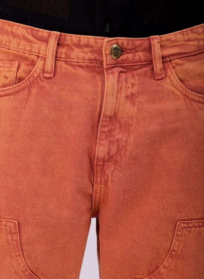 شركة المرآب الهندية Men Relaxed Straight Fit Patched Mid-Rise Jeans