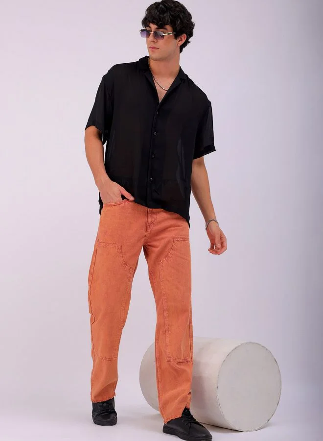 شركة المرآب الهندية Men Relaxed Straight Fit Patched Mid-Rise Jeans
