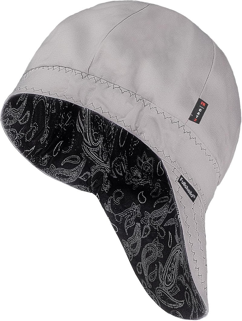 Fullsheild Mens Women's Cotton Welding Cap FR Reversible Welder Caps Hat One Size for Welder Electrician Power Gas Oilfield (US, Alpha, One Size, Grey-1) - Image 1