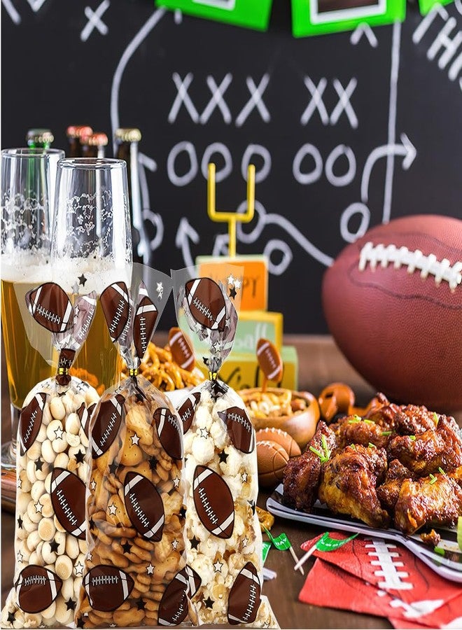 QIHOMPIB 100 PCS Football Goodie Bags for Candy Goody Treat Cookie Snack Wrap Touch Down Tailgate Football Theme Birthday Party Favors Supplies Decorations Rugby Baggies Pouches Home Table Decor - Image 5