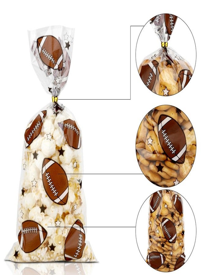 QIHOMPIB 100 PCS Football Goodie Bags for Candy Goody Treat Cookie Snack Wrap Touch Down Tailgate Football Theme Birthday Party Favors Supplies Decorations Rugby Baggies Pouches Home Table Decor - Image 3