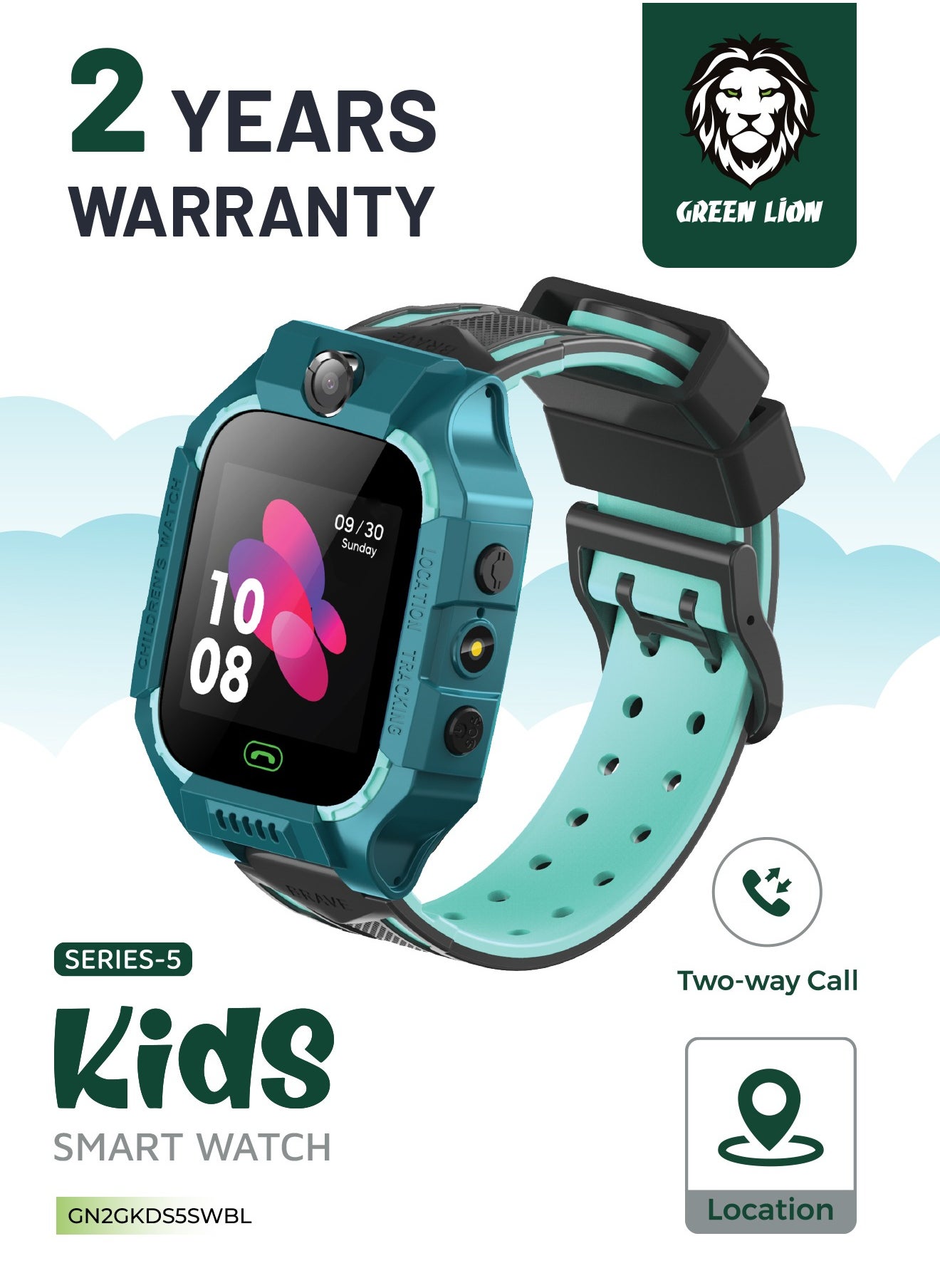 GREEN LION Smart Kids Watch Series 5 with GPS and Sim Card Slot and Two Way Call and SOS Alarm and Location Blue 