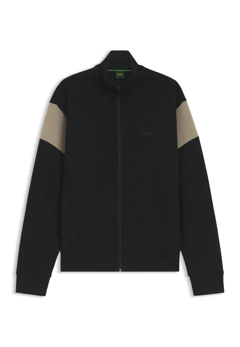 BOSS Black Zip-up cotton-blend sweatshirt with contrast inserts for Men | Best Price UAE