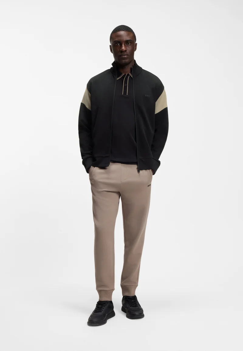 BOSS Black Zip-up cotton-blend sweatshirt with contrast inserts for Men | Best Price UAE