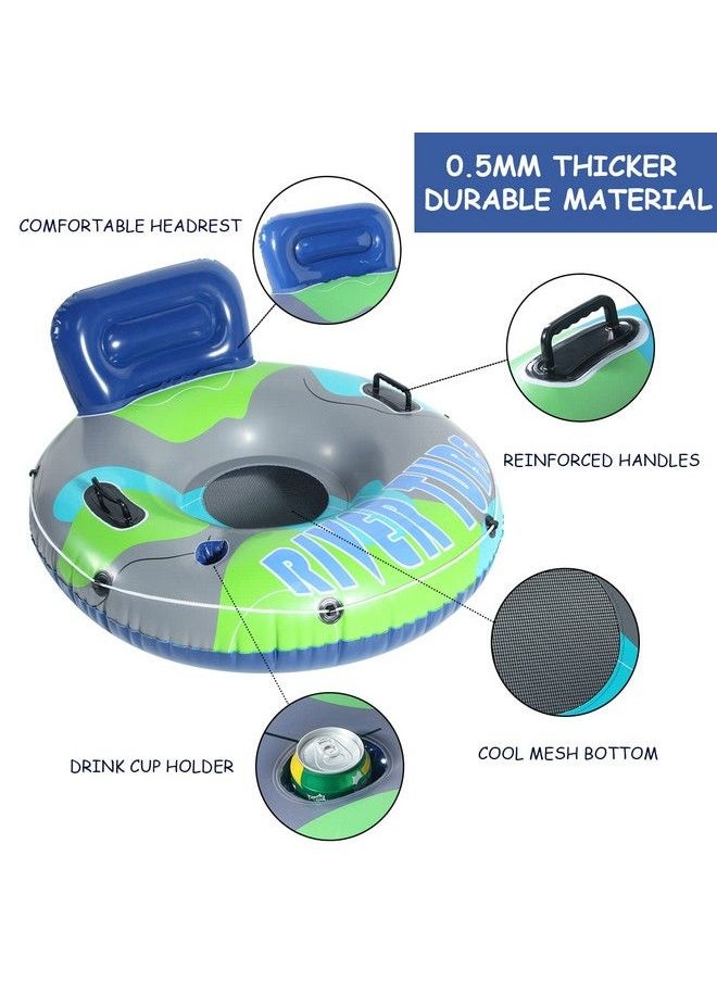 FindUWill - Pool Floats Chair 48 Heavy Duty River Tubes Water Floats With Cup Holder Inflatable Pool Floats For Adults Tubes For Floating River - Image 1