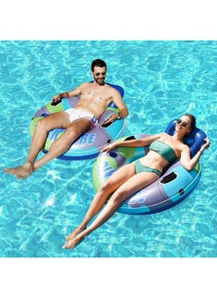 FindUWill Pool Floats Chair 48 Heavy Duty River Tubes Water Floats With Cup Holder Inflatable Pool Floats For Adults Tubes For Floating River  - Image 3